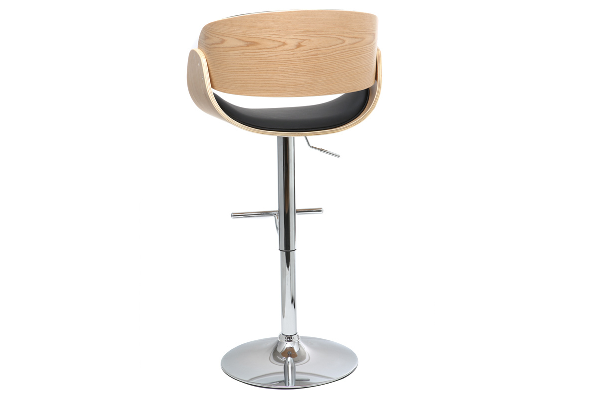 Design-Barhocker Schwarz und helles Holz BENT