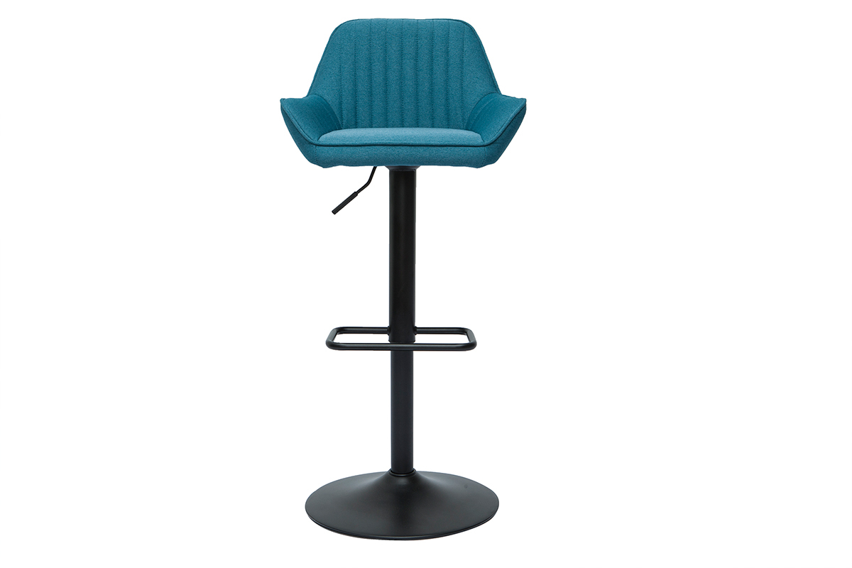 Design-Barhocker verstellbar entenblauer Stoff 2er-Set RONNIE