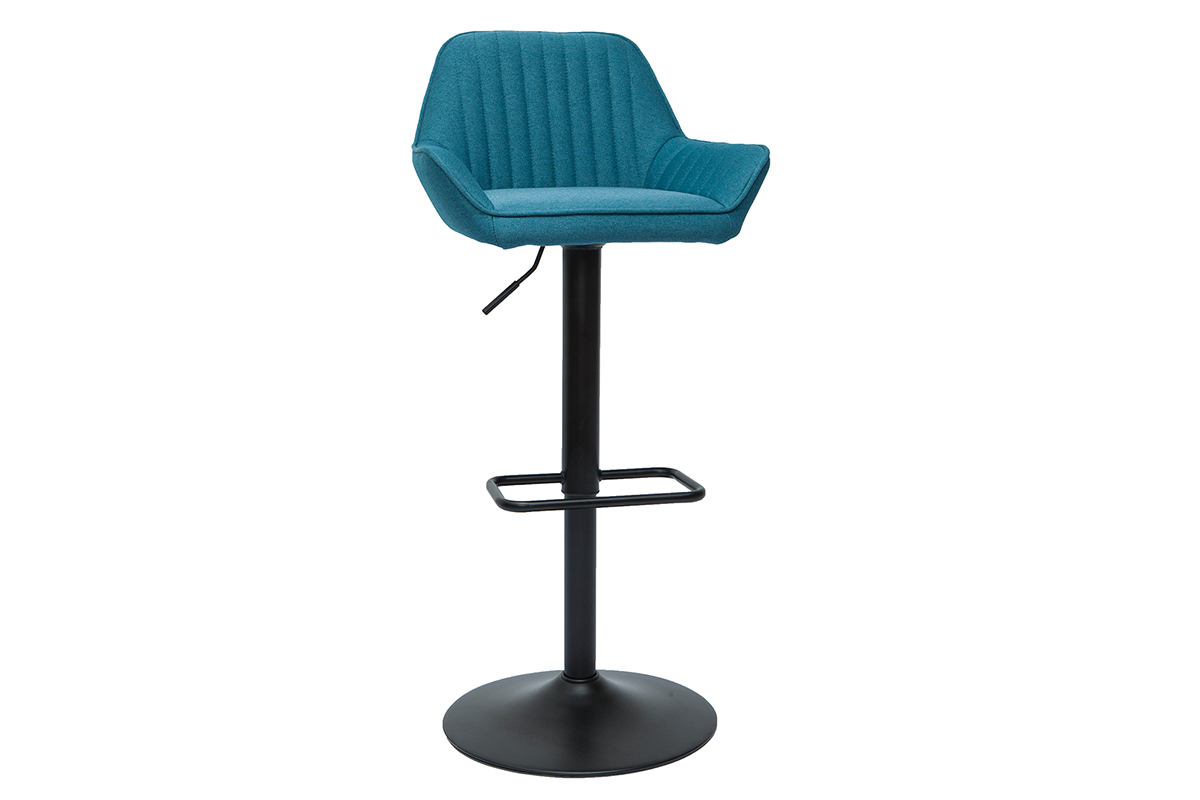 Design-Barhocker verstellbar entenblauer Stoff 2er-Set RONNIE