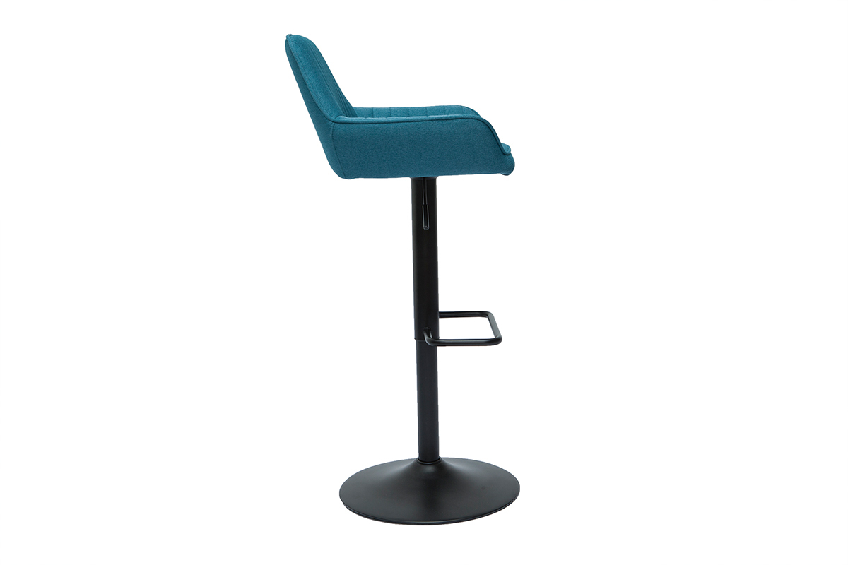 Design-Barhocker verstellbar entenblauer Stoff 2er-Set RONNIE