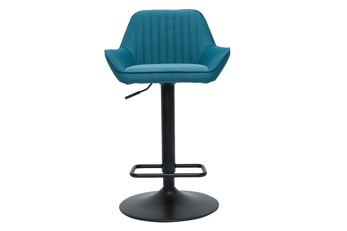 Design-Barhocker verstellbar entenblauer Stoff 2er-Set RONNIE