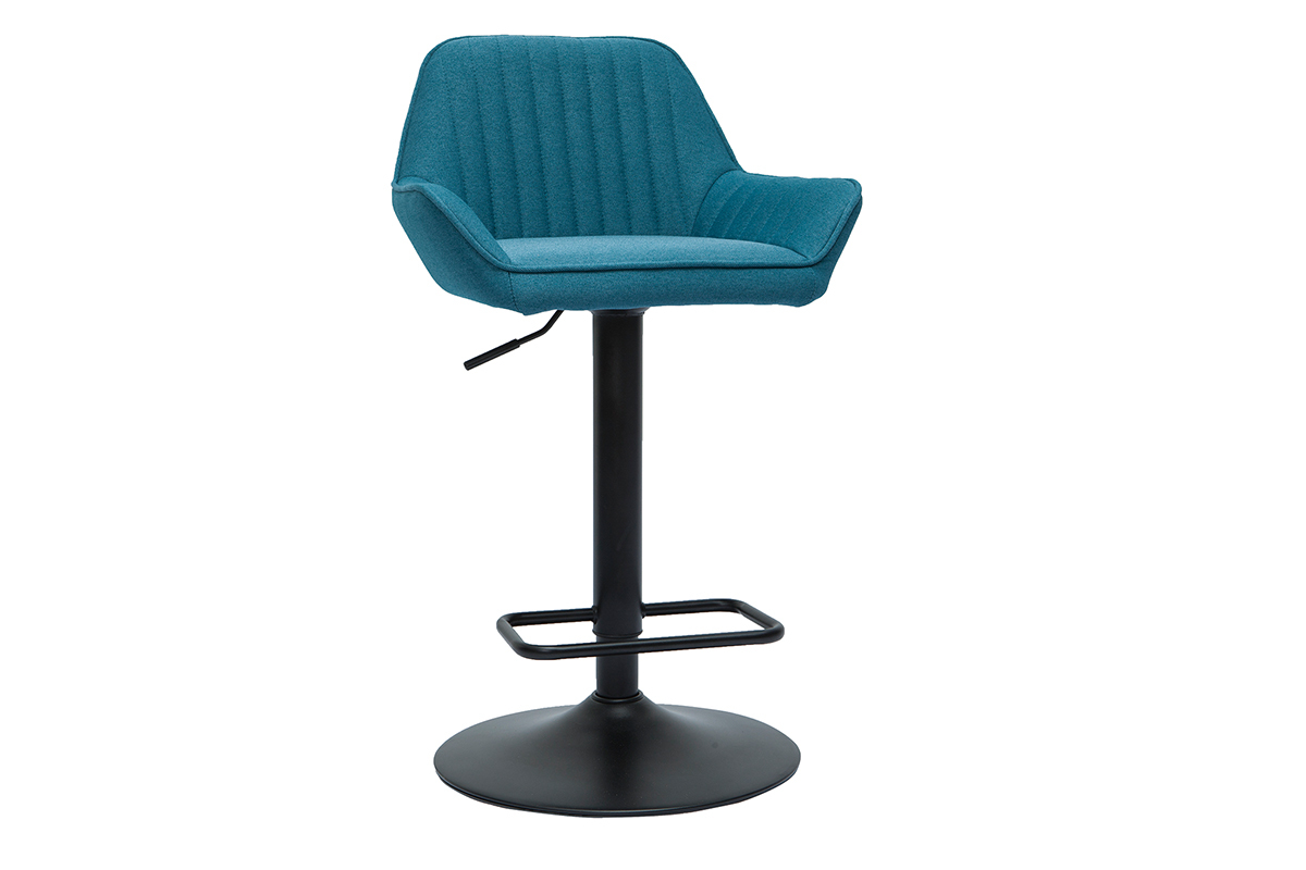 Design-Barhocker verstellbar entenblauer Stoff 2er-Set RONNIE