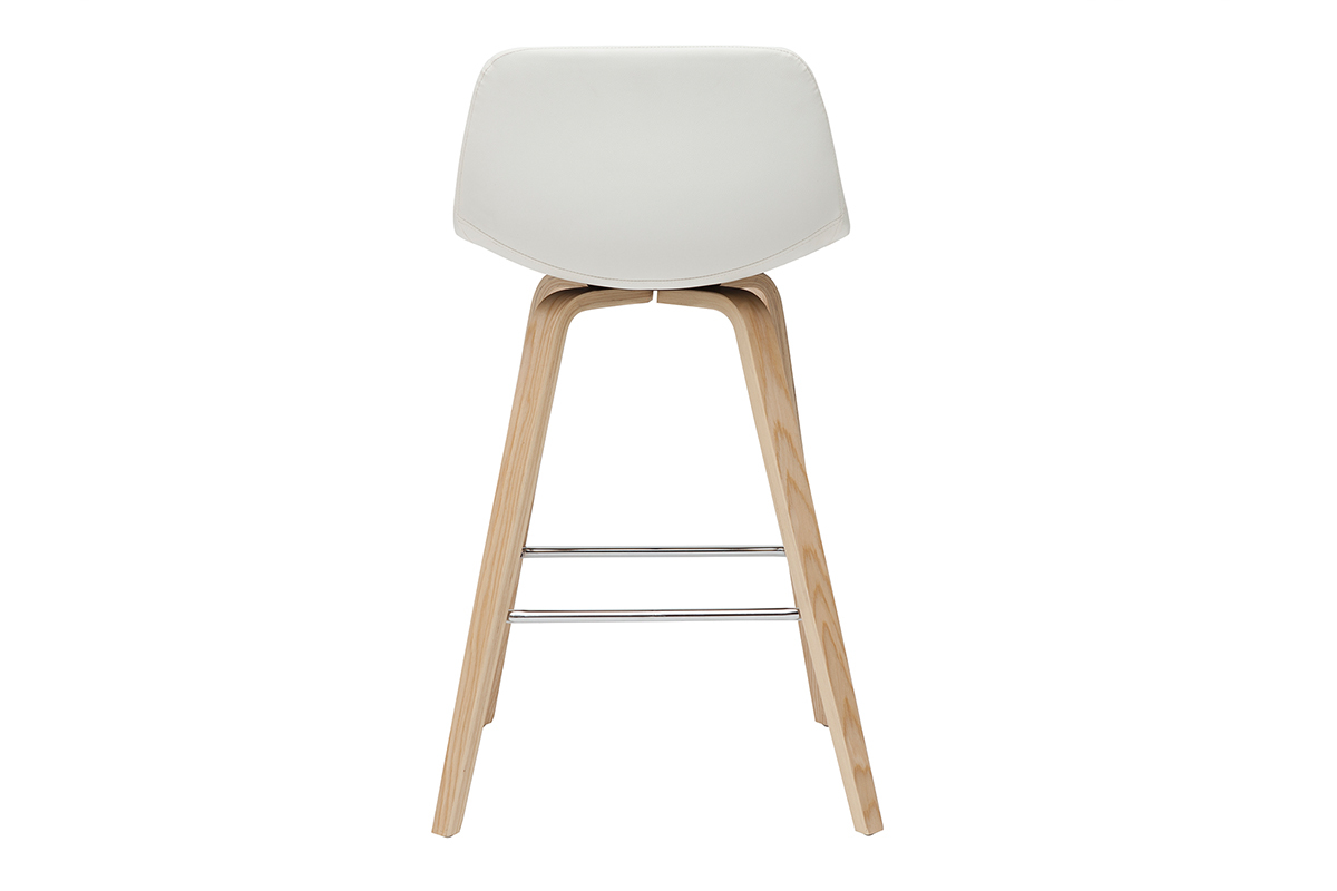 Design-Barhocker wei mit hellem Holz H 65 cm (2er-Set) NONIE