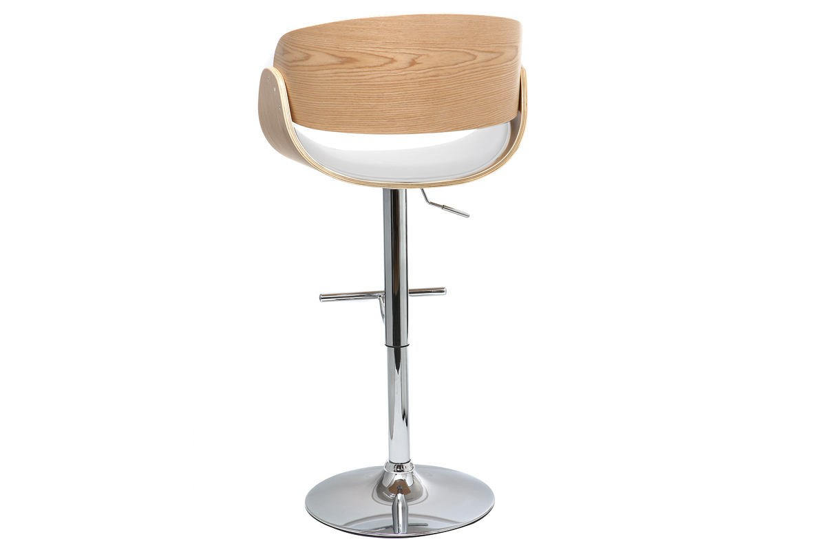 Design-Barhocker Wei und helles Holz BENT