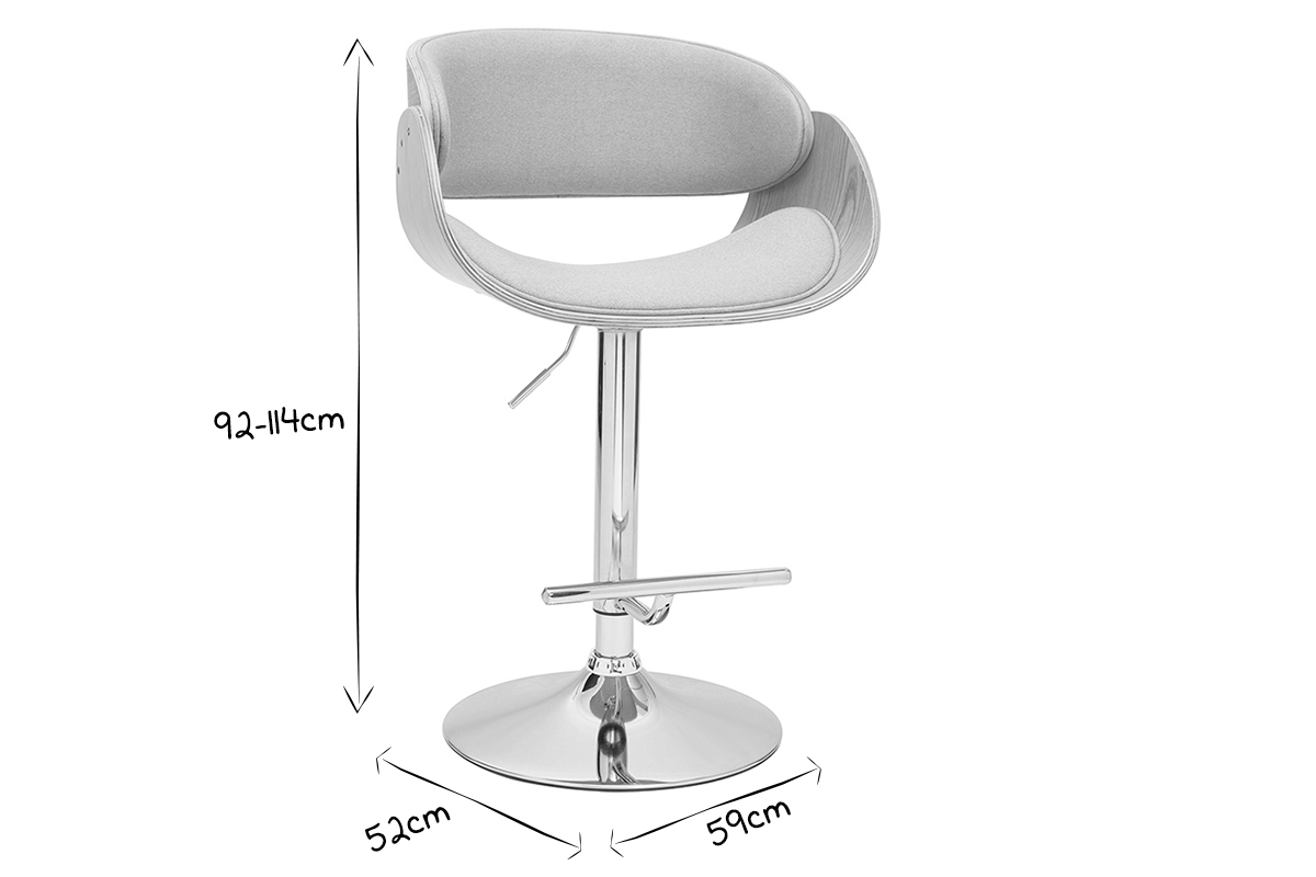 Design-Barhocker Wei und helles Holz BENT