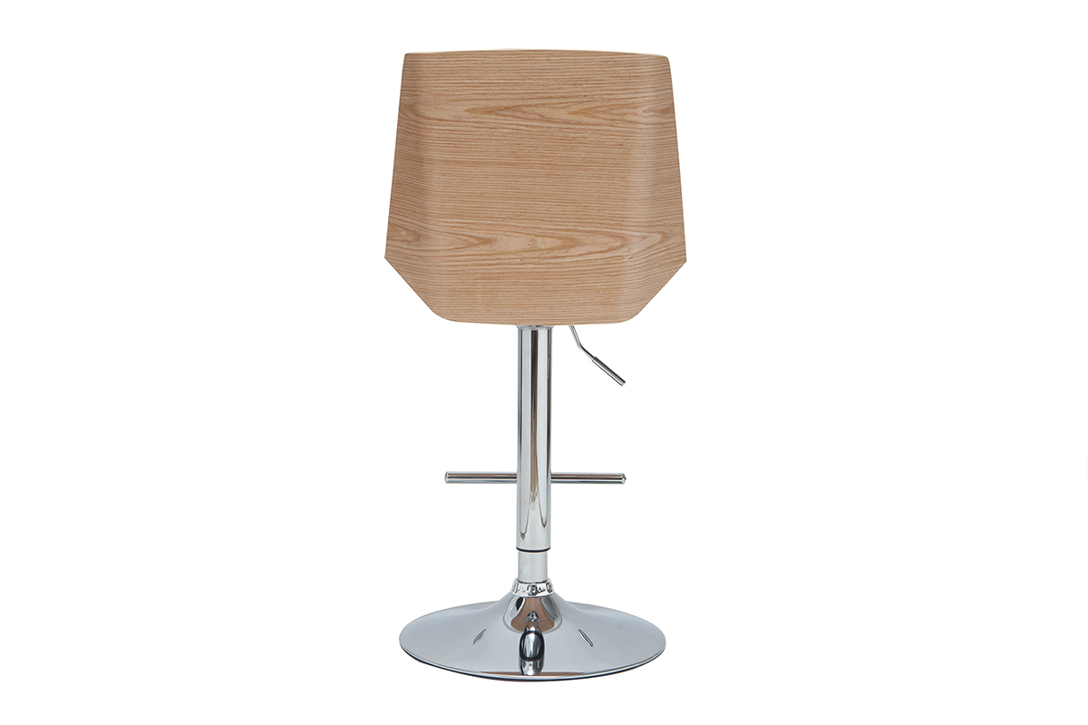 Design-Barhocker wei und helles Holz MELKIOR