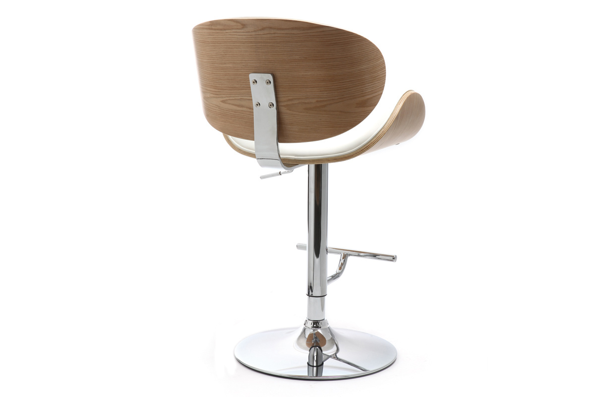 Design-Barhocker Wei und helles Holz WALNUT