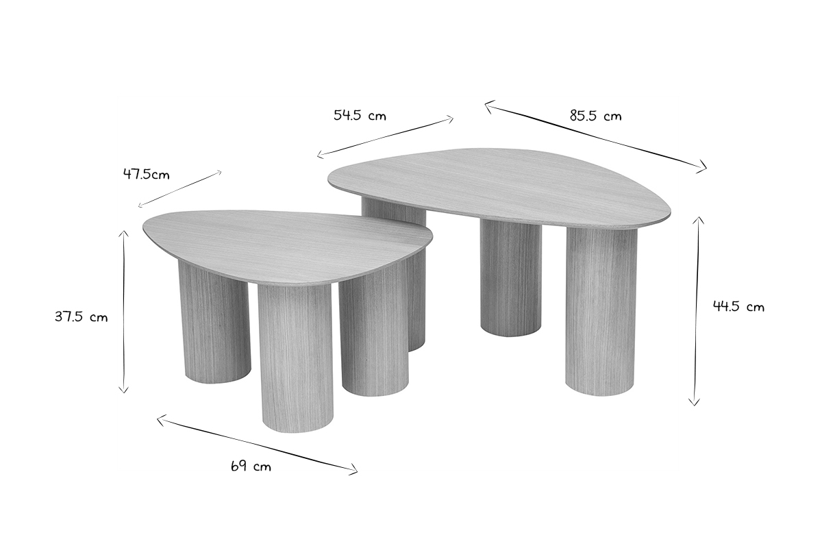 Design-Beistelltische aus hellem Holz (2er-Set) FOLEEN