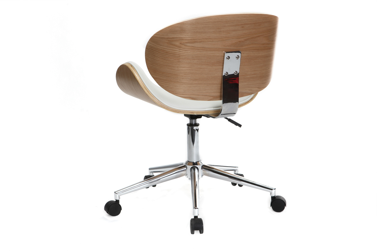 Design-Brostuhl PU Wei und helles Holz WALNUT