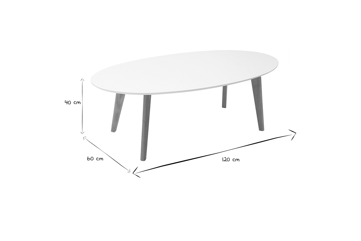 Design-Couchtisch Oval Wei L120 cm EKKA