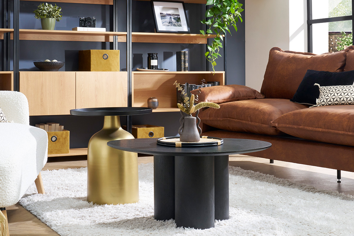 Design-Couchtisch Schwarz HOLLEN