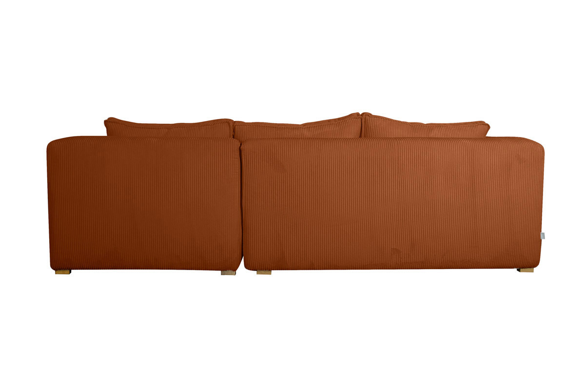 Design-Ecksofa rechtseitig aus crufarbenem Cordstoff aus Samteffekt 3-4 Sitzer PANAM