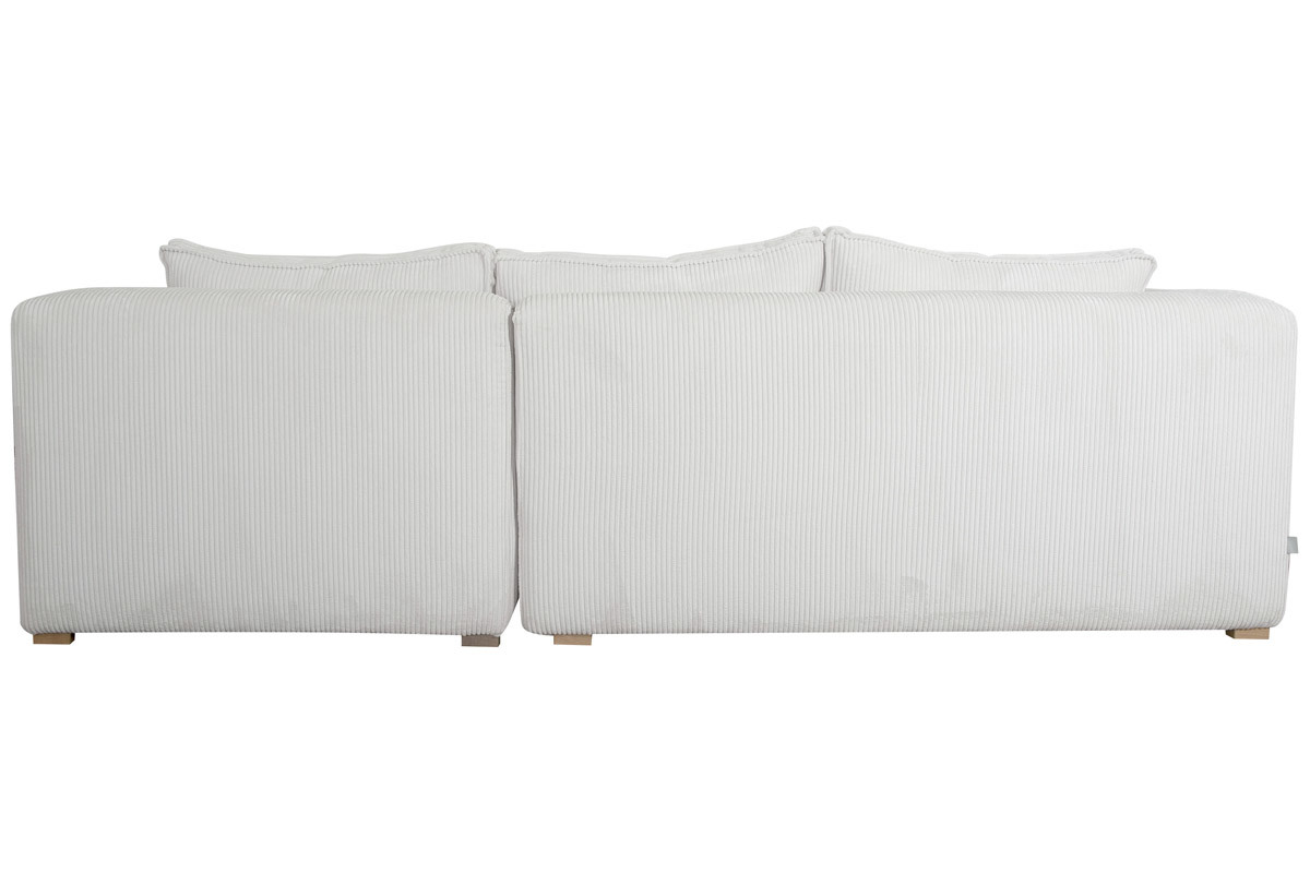 Design-Ecksofa rechtseitig aus geripptem, crufarbenem Samtstoff 3-4 Sitzer PANAM