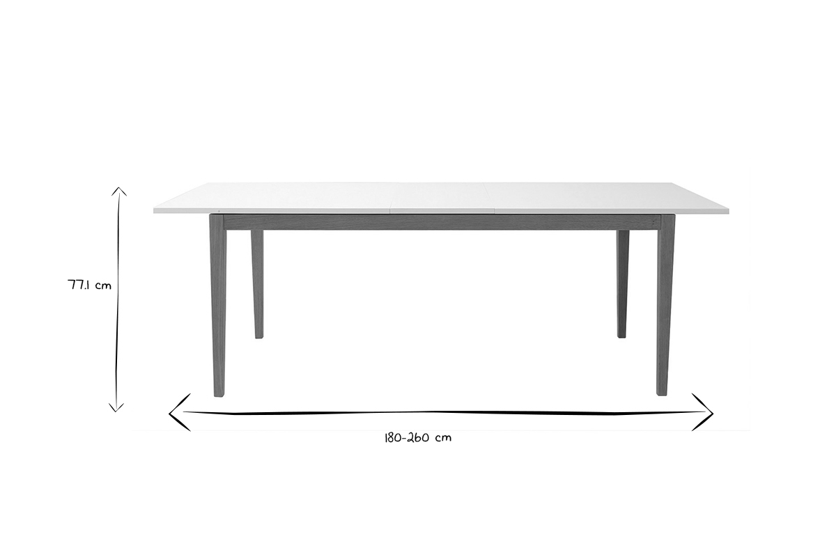 Design-Esstisch ausziehbar Wei Fe Holz L180-260 DELAH