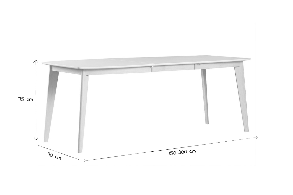 Design-Esstisch ausziehbar Wei und helles Holz L150-200 LEENA