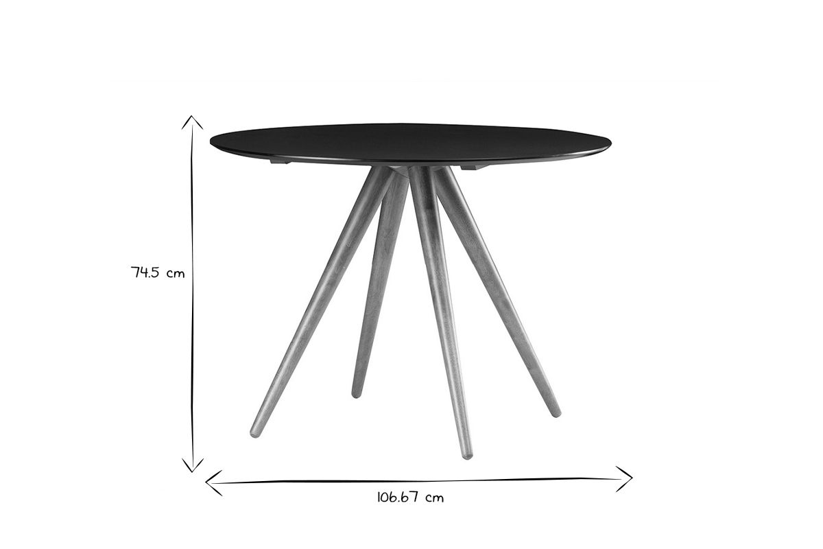 Design-Esstisch rund Nussbaum und Schwarz D106 WALFORD