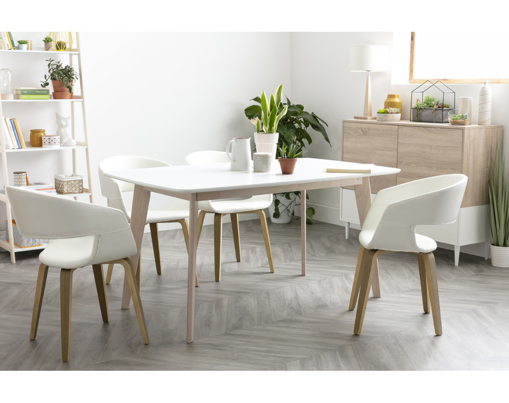 Design Esstisch Weiss Und Helles Holz L150 Leena Miliboo