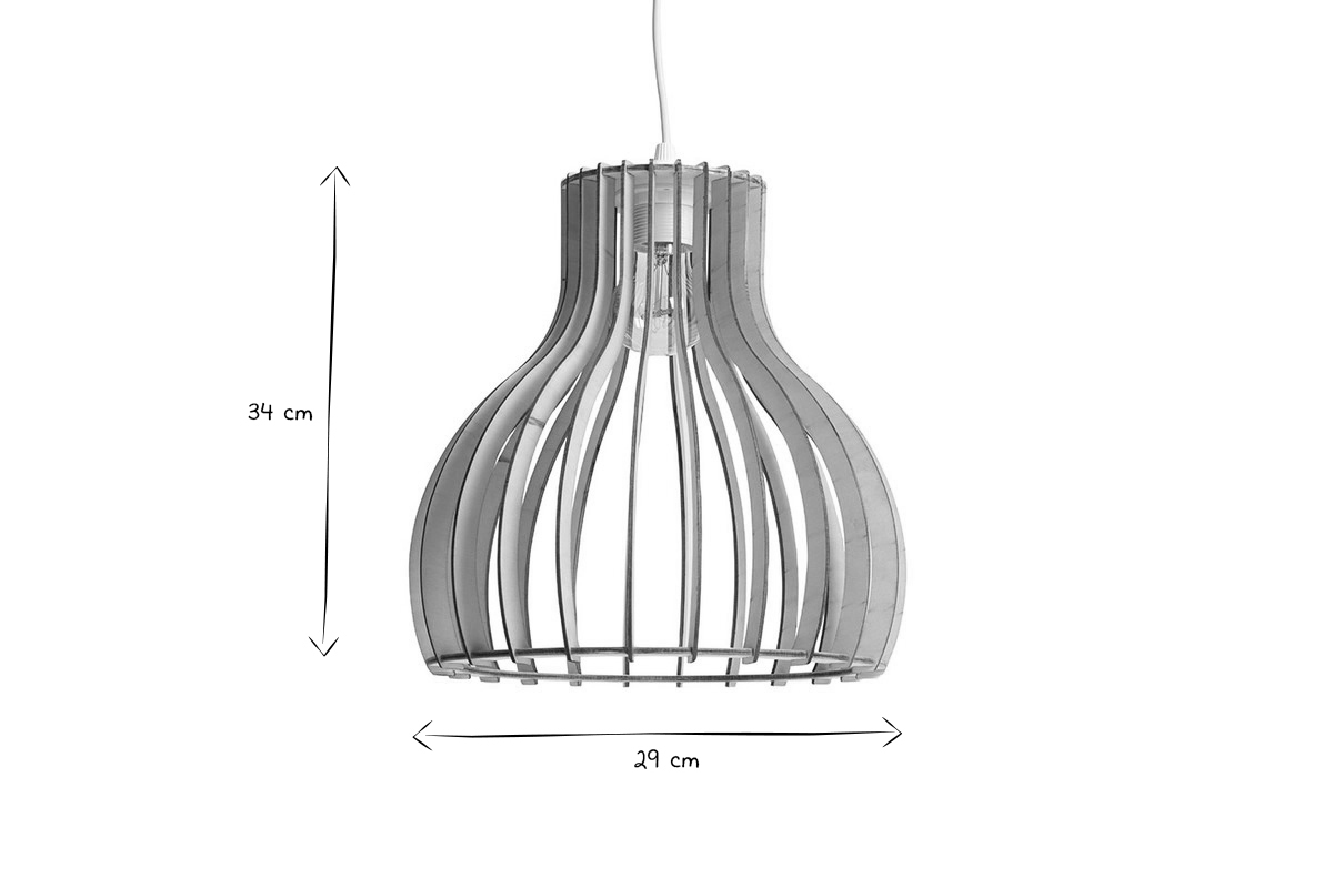 Design-Hngeleuchte FIJI aus hellem Holz,  28 cm