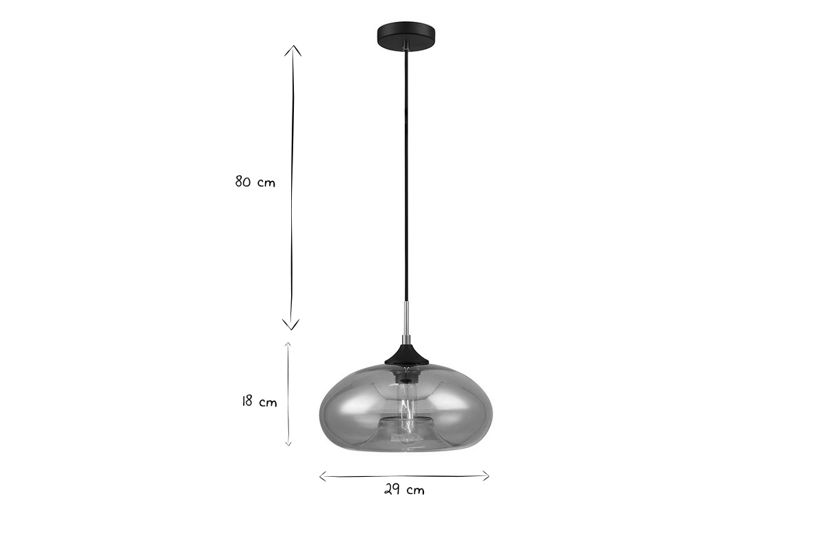 Design-Hngeleuchte MISTIC aus mundgeblasenem Rauchglas