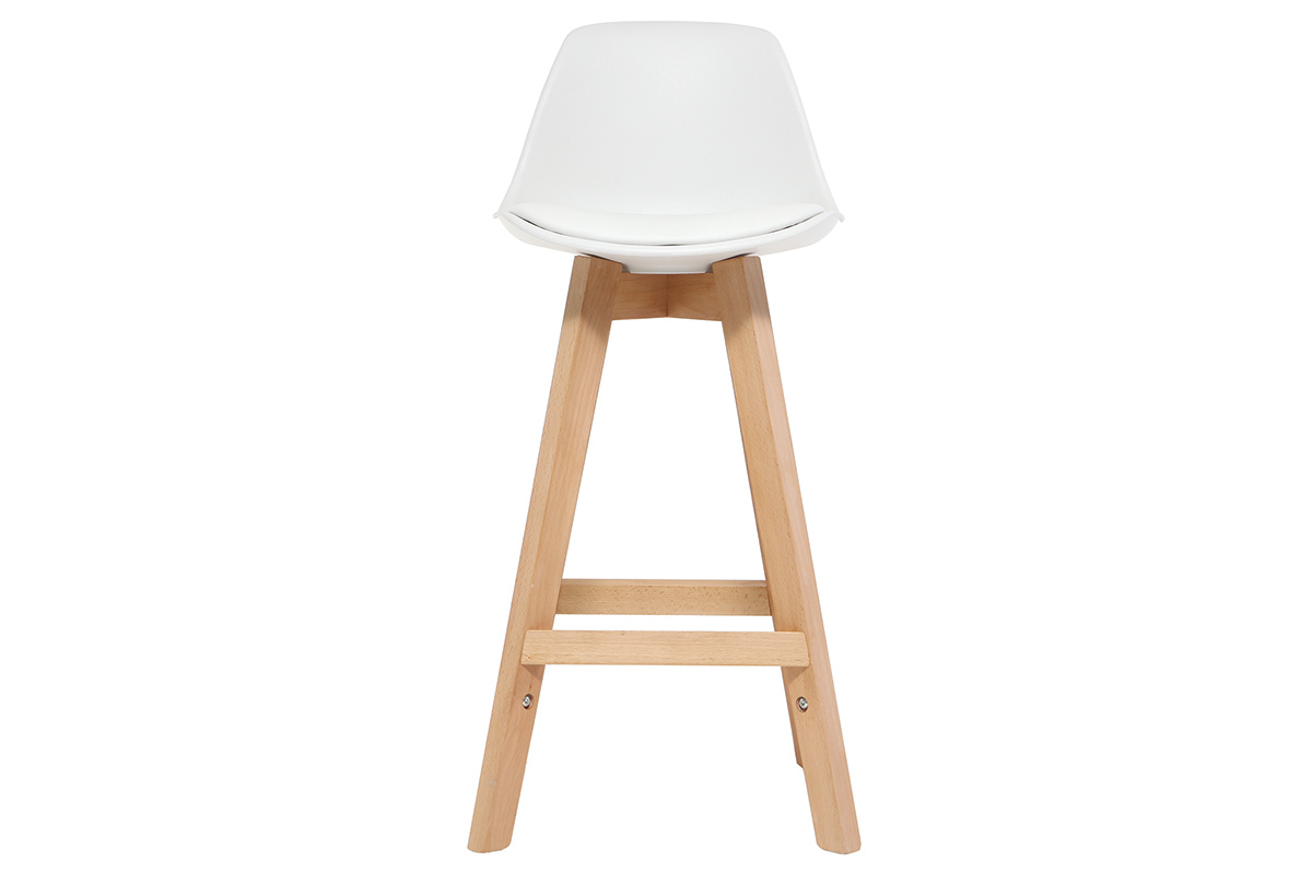 Design-Hocker Wei und Holz 65 cm 2er-Set MINI PAULINE