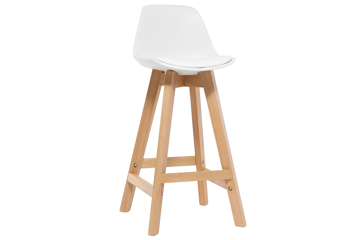 Design-Hocker Wei und Holz 65 cm 2er-Set MINI PAULINE