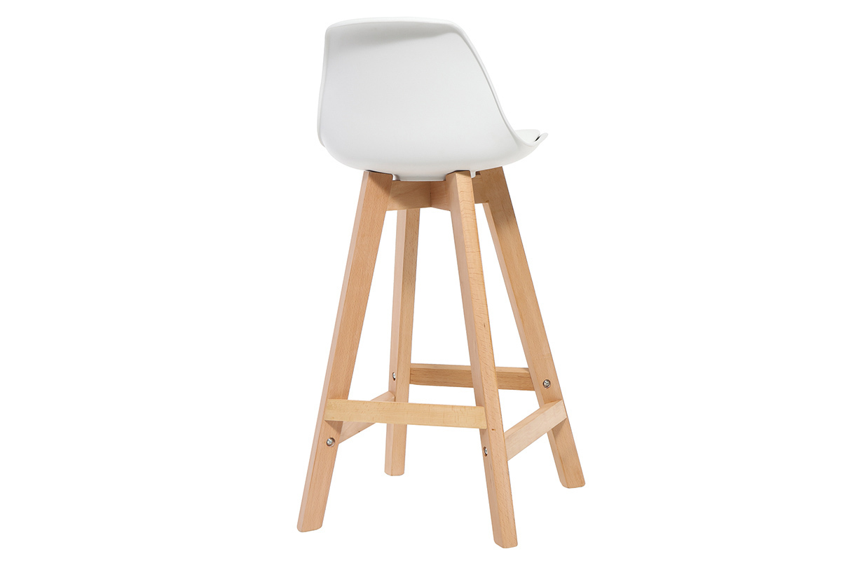 Design-Hocker Wei und Holz 65 cm 2er-Set MINI PAULINE