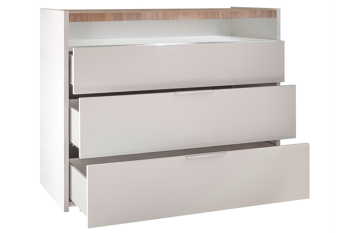 Design-Kommode 3 Schubladen wei matt und Eichenoptik B 110 cm VERDI