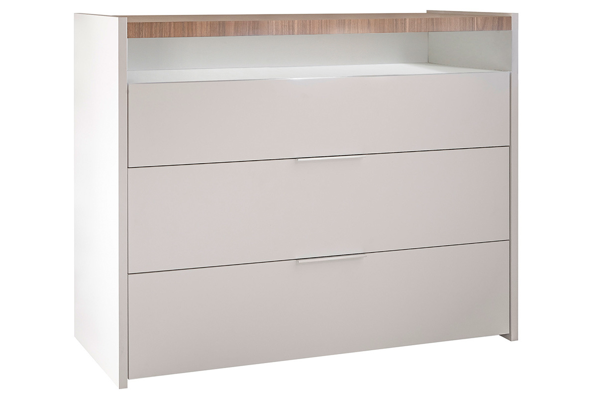 Design-Kommode 3 Schubladen wei matt und Eichenoptik B 110 cm VERDI