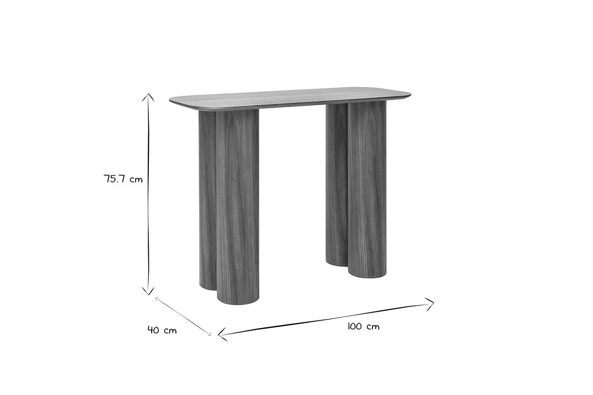 Design-Konsole aus dunklem Holz B100 cm FOLEEN