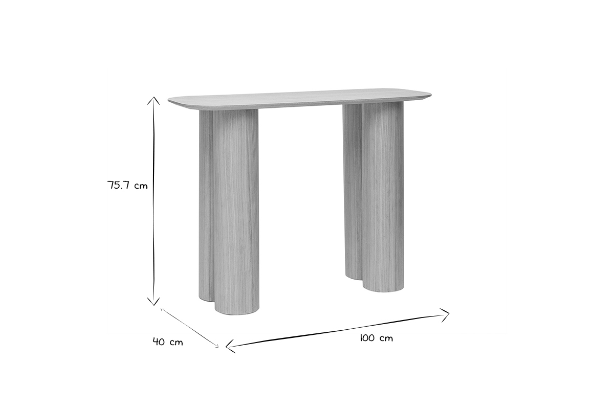 Design-Konsole aus hellem Holz B100 cm FOLEEN