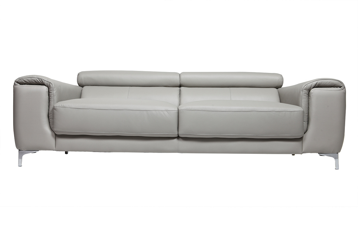 Design-Ledersofa 3 Pltze mit Kopfstck zur Entspannung Grau NEVADA - Bffelleder