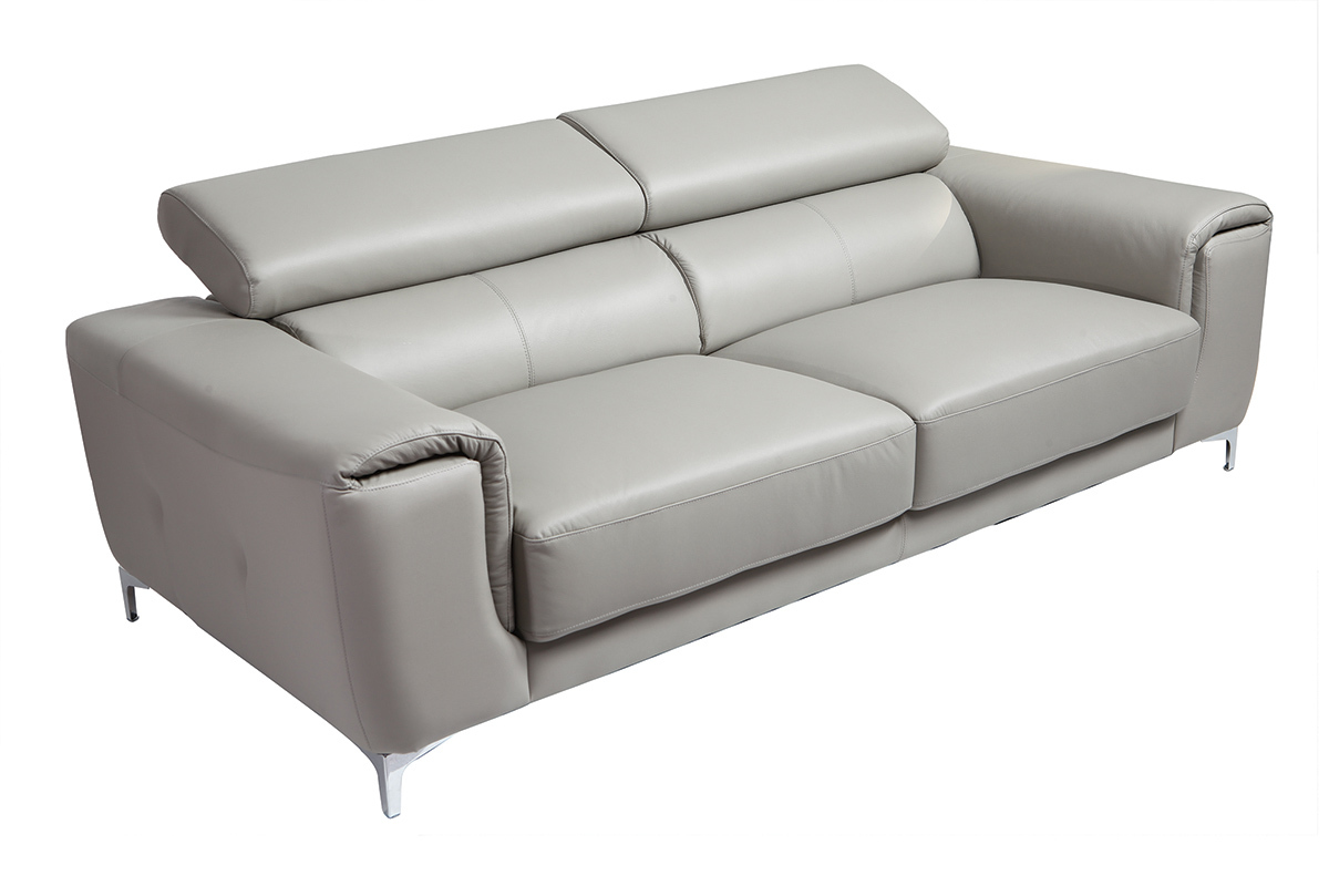 Design-Ledersofa 3 Pltze mit Kopfstck zur Entspannung Grau NEVADA - Bffelleder