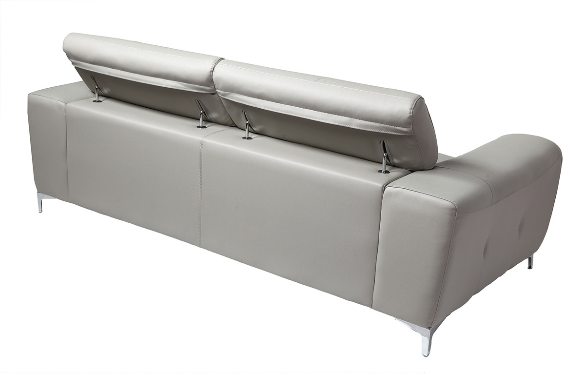 Design-Ledersofa 3 Pltze mit Kopfstck zur Entspannung Grau NEVADA - Bffelleder