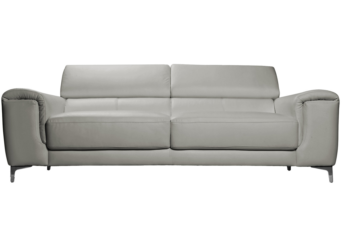 Design-Ledersofa 3 Pltze mit Kopfstck zur Entspannung Grau NEVADA - Bffelleder