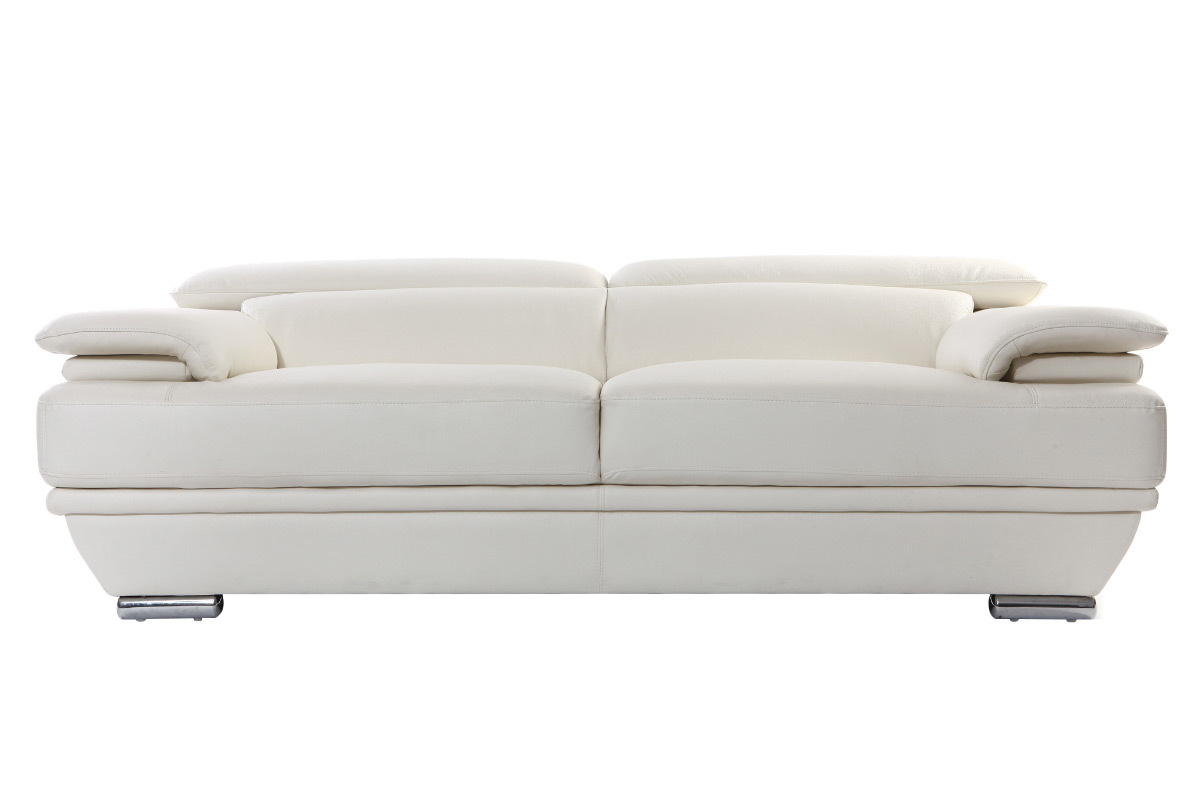 Design-Ledersofa drei Pltze verstellbares Kopfstck Wei EWING - Bffelleder