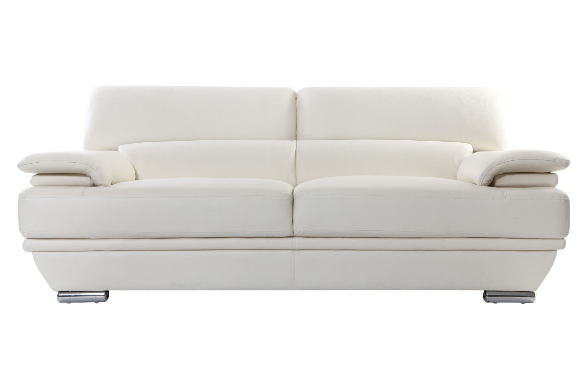 Design-Ledersofa drei Pltze verstellbares Kopfstck Wei EWING - Bffelleder