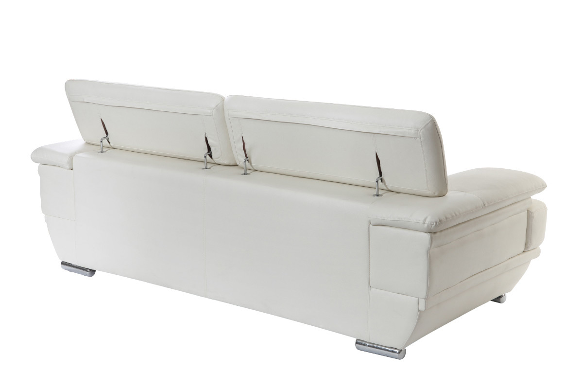 Design-Ledersofa drei Pltze verstellbares Kopfstck Wei EWING - Bffelleder