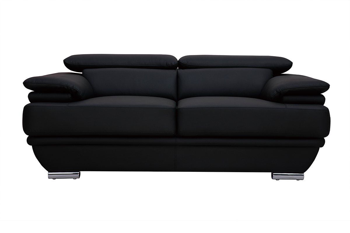 Design-Ledersofa zwei Pltze verstellbares Kopfstck Schwarz EWING - Bffelleder