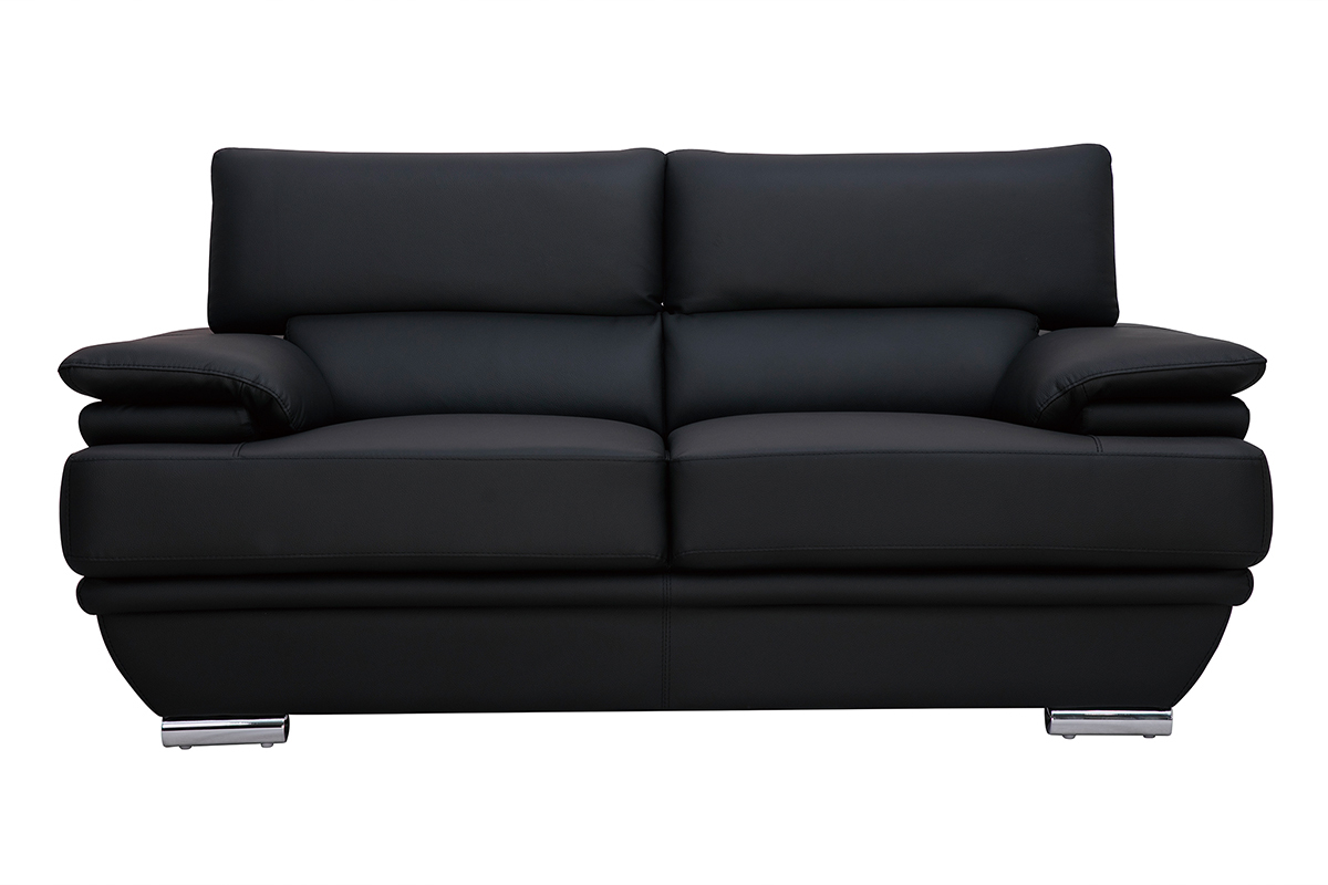 Design-Ledersofa zwei Pltze verstellbares Kopfstck Schwarz EWING - Bffelleder