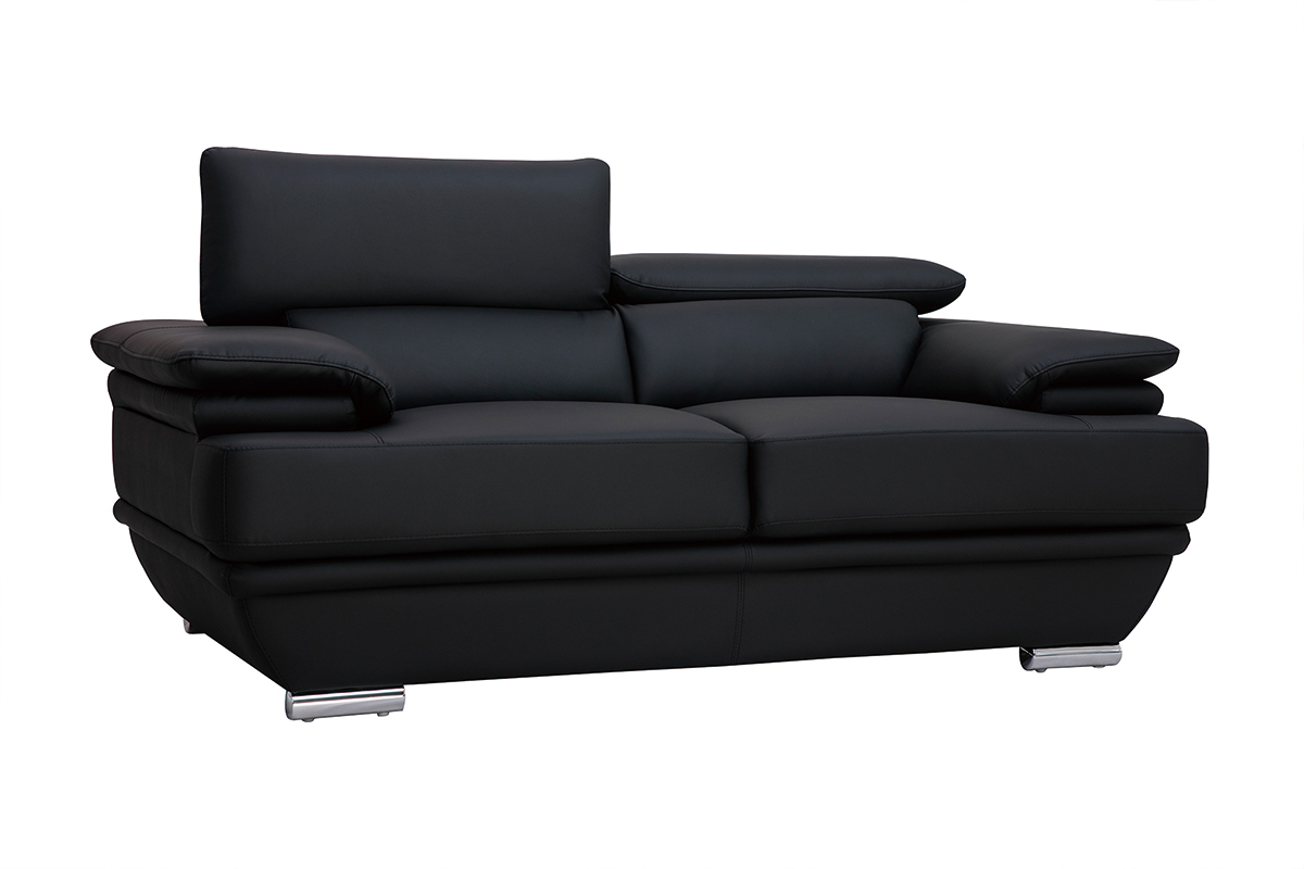 Design-Ledersofa zwei Pltze verstellbares Kopfstck Schwarz EWING - Bffelleder