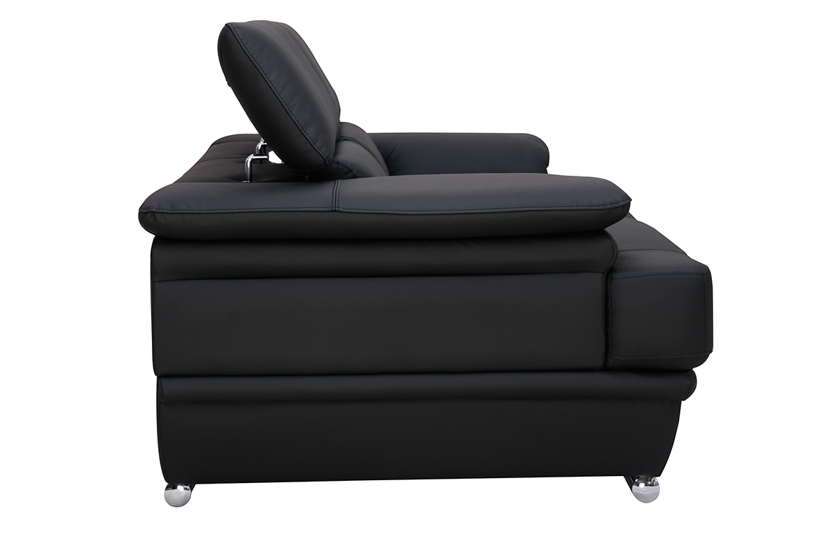 Design-Ledersofa zwei Pltze verstellbares Kopfstck Schwarz EWING - Bffelleder