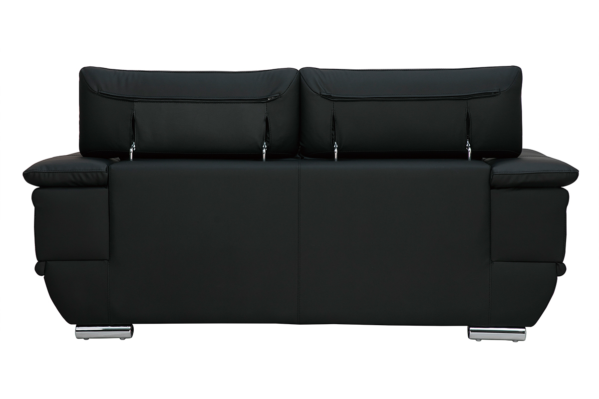 Design-Ledersofa zwei Pltze verstellbares Kopfstck Schwarz EWING - Bffelleder