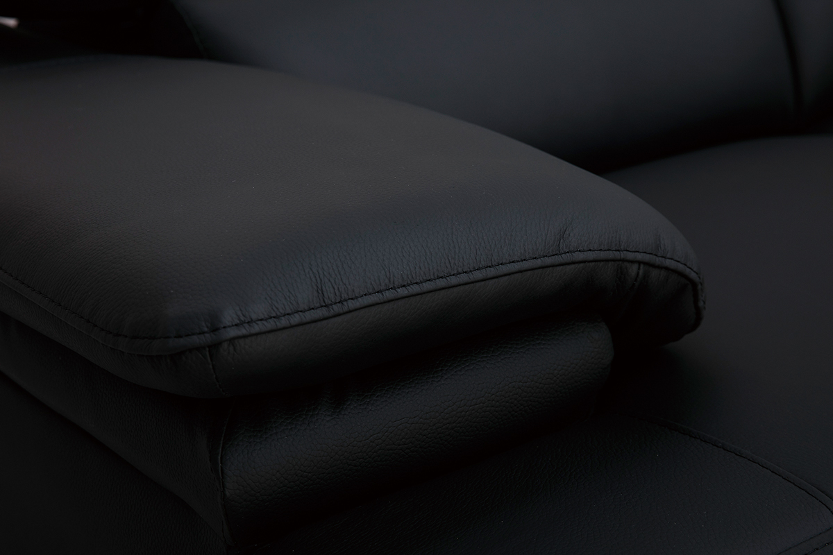 Design-Ledersofa zwei Pltze verstellbares Kopfstck Schwarz EWING - Bffelleder