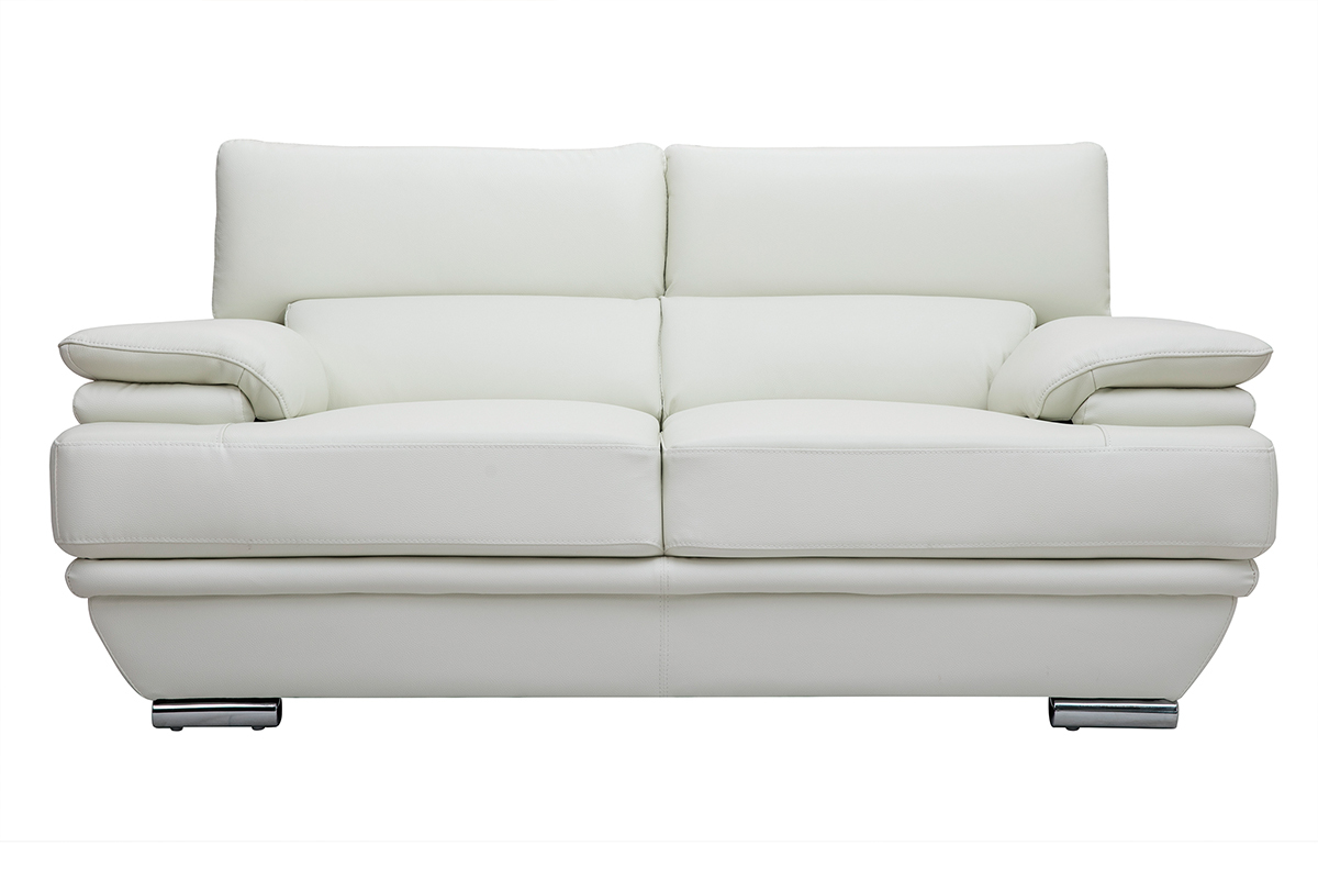 Design-Ledersofa zwei Pltze verstellbares Kopfstck Wei EWING - Bffelleder