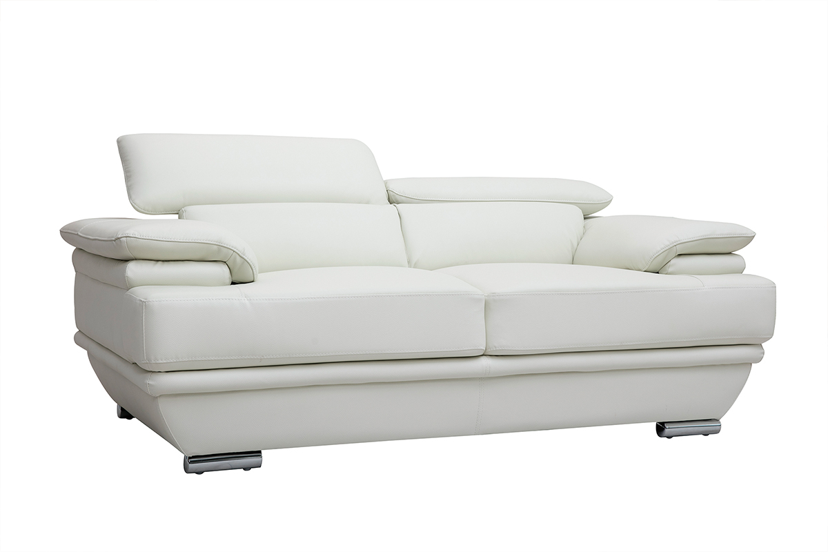 Design-Ledersofa zwei Pltze verstellbares Kopfstck Wei EWING - Bffelleder