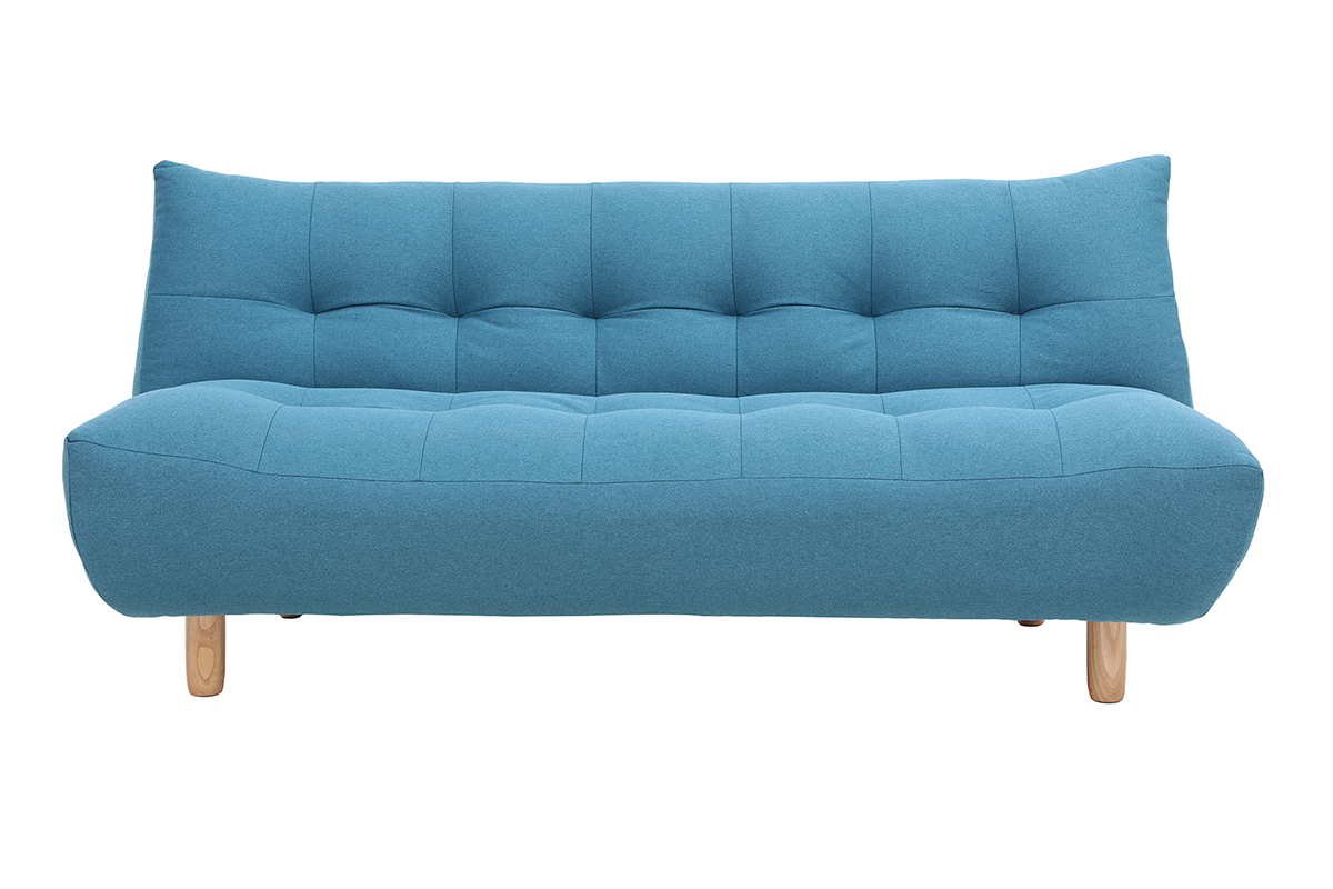 Design-Schlafsofa skandinavisch Blaugrn und Eiche YUMI