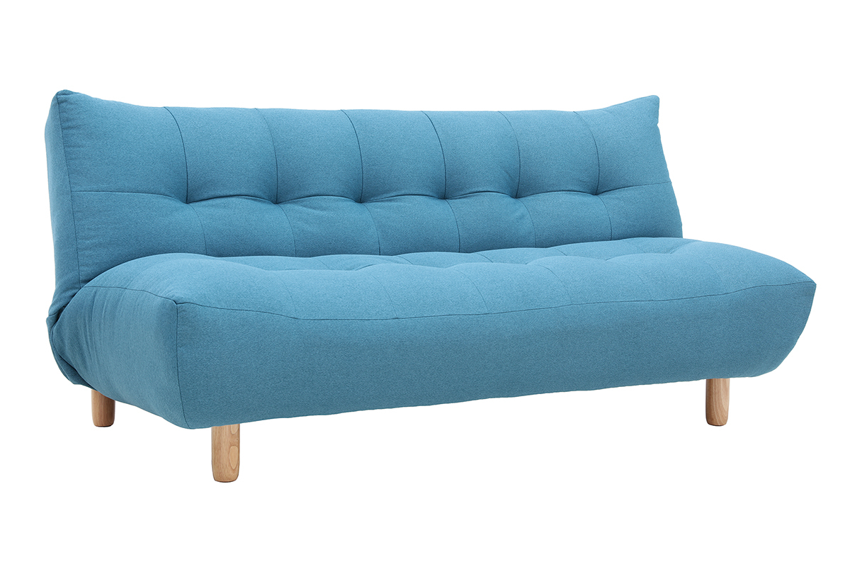 Design-Schlafsofa skandinavisch Blaugrn und Eiche YUMI