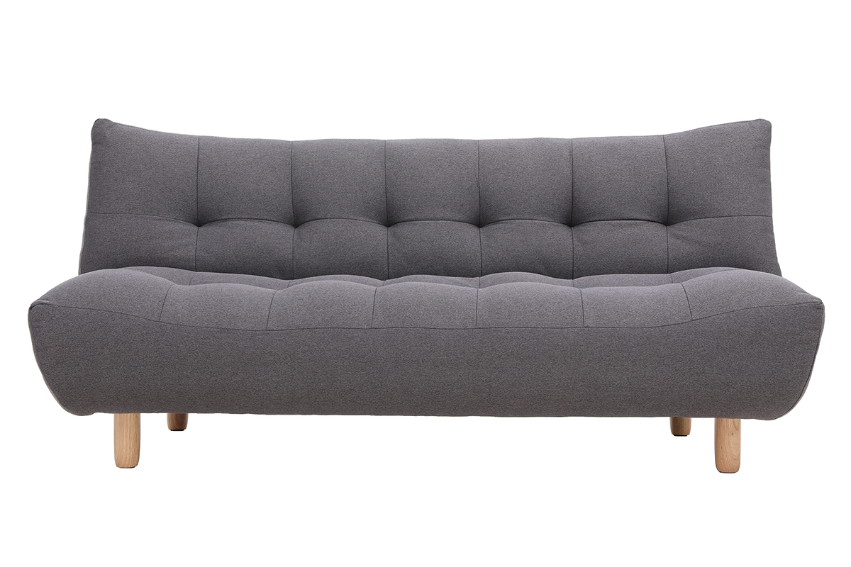 Design-Schlafsofa skandinavisch Dunkelgrau und Eiche YUMI