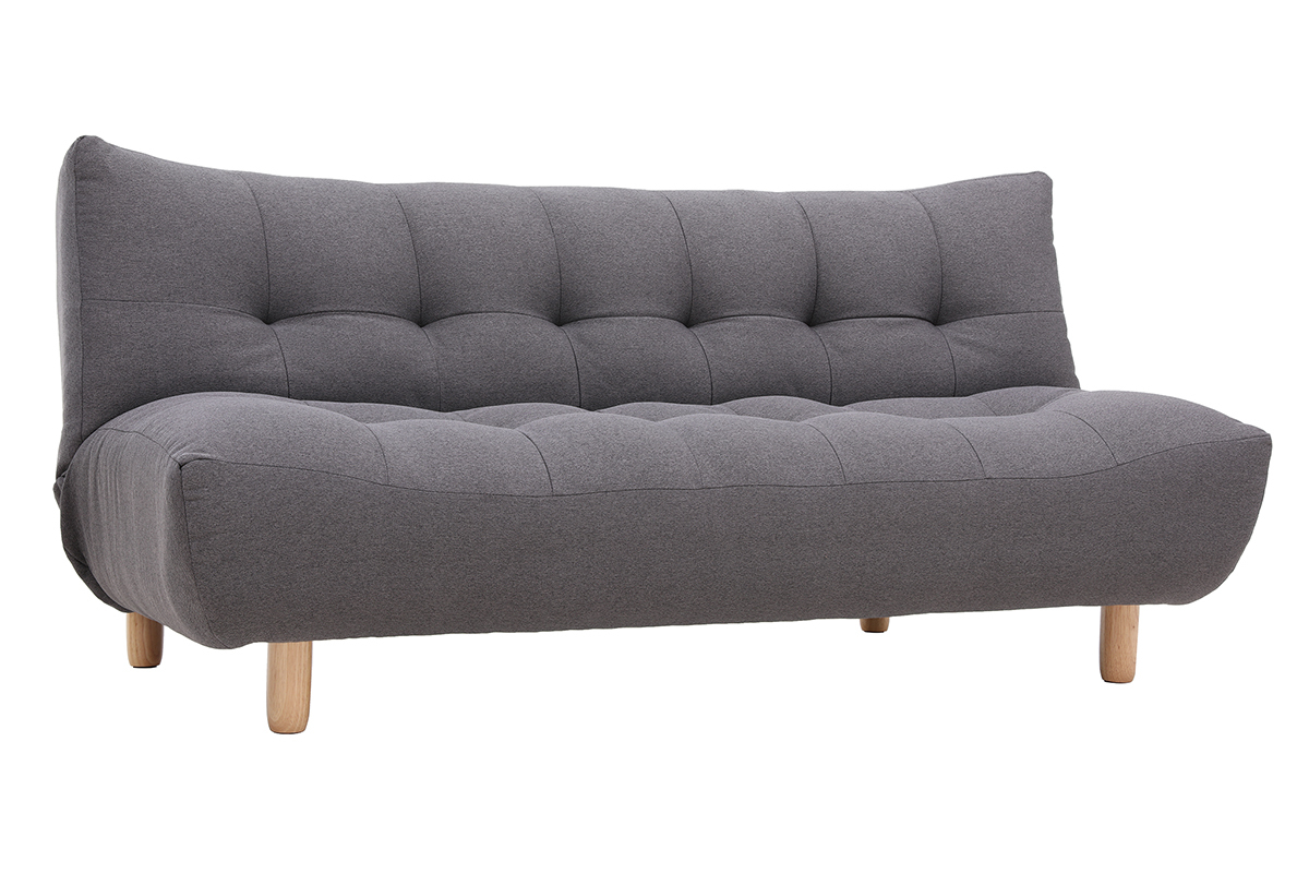 Design-Schlafsofa skandinavisch Dunkelgrau und Eiche YUMI