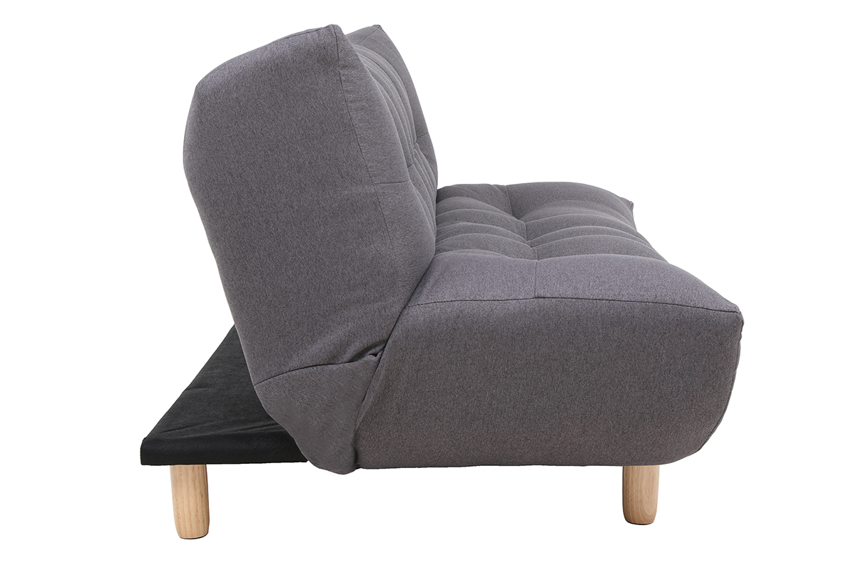 Design-Schlafsofa skandinavisch Dunkelgrau und Eiche YUMI